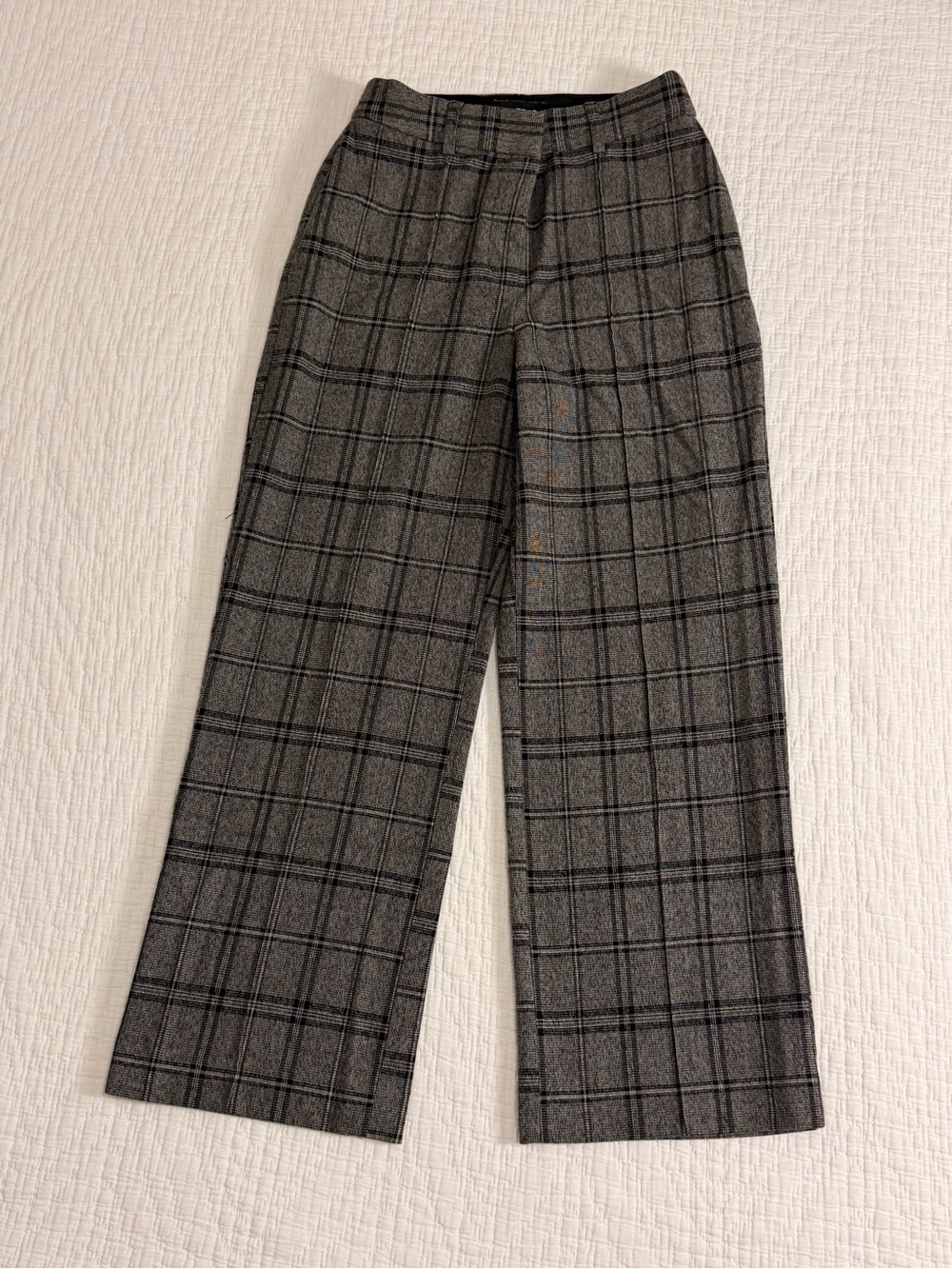 Express Gray Plaid Wide-Leg Trousers - Picture 1 of 4